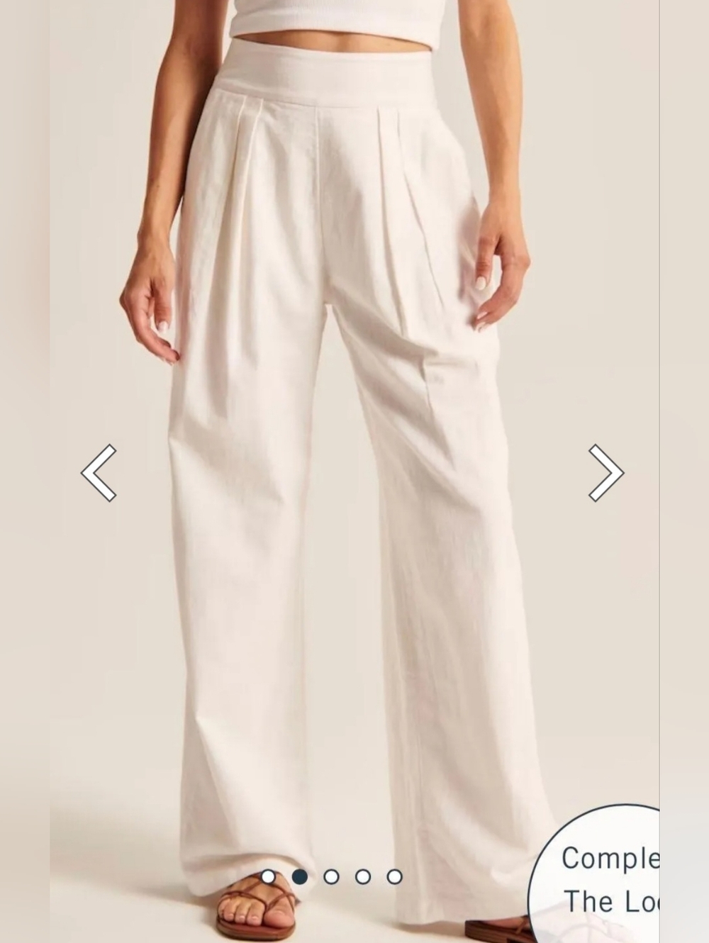 Abercrombie & Fitch White  Wide-Leg Pleated Pants W/ Pockets XS S(Short) NWOT